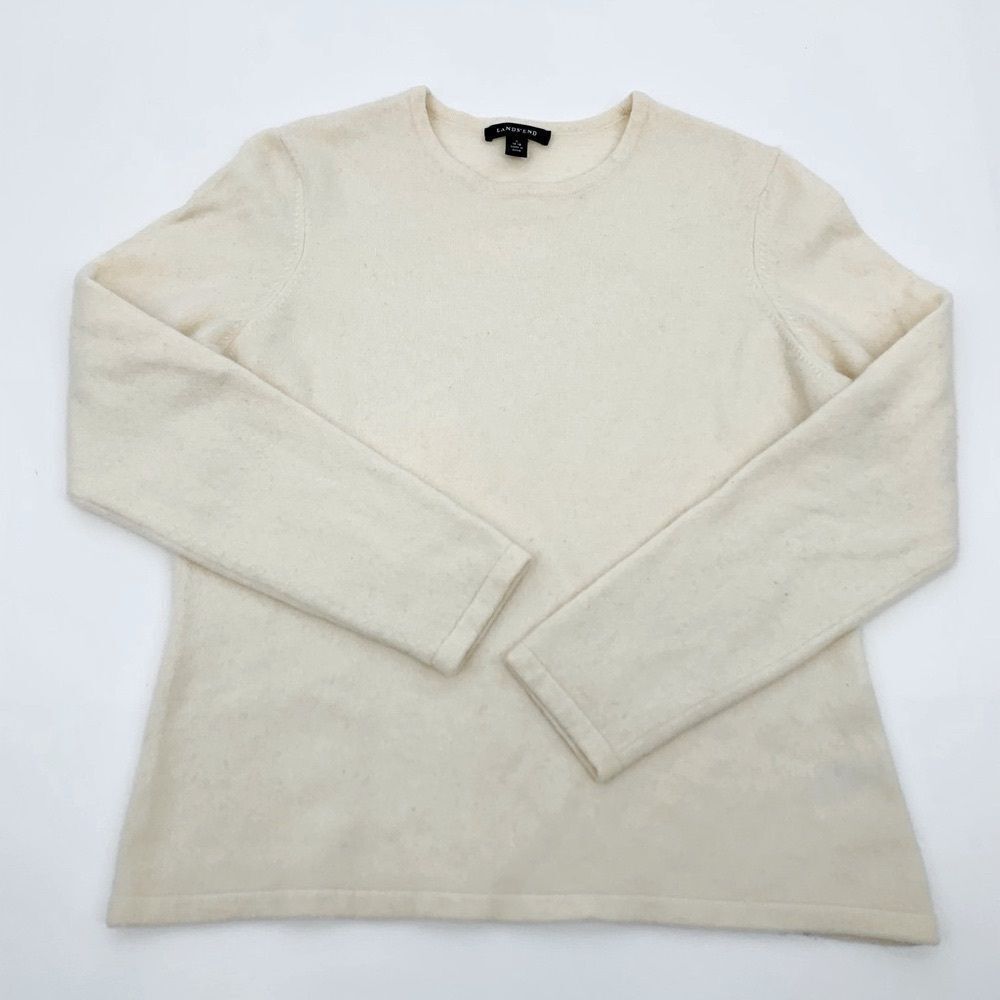 Lands End | girls Cream Long Sleeve cashmere Sweater | size large